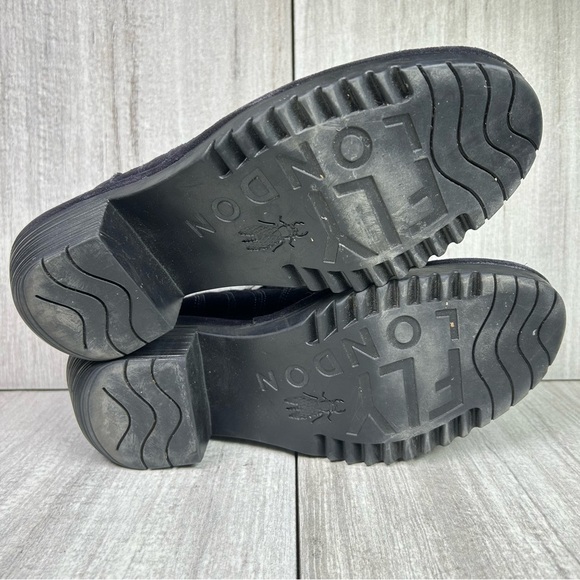 Fly London Dark Blue Suede Heeled Slip On Clog Booties Womens Size 10 EUR 41 - Picture 9 of 12